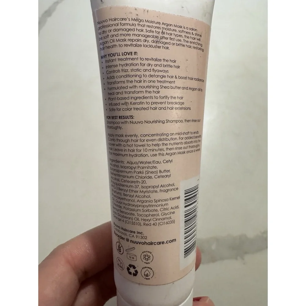 Nuuvo Haircare Mega Moisture Argan Mask Repair Hydrate Plant Based 1.5oz Sealed